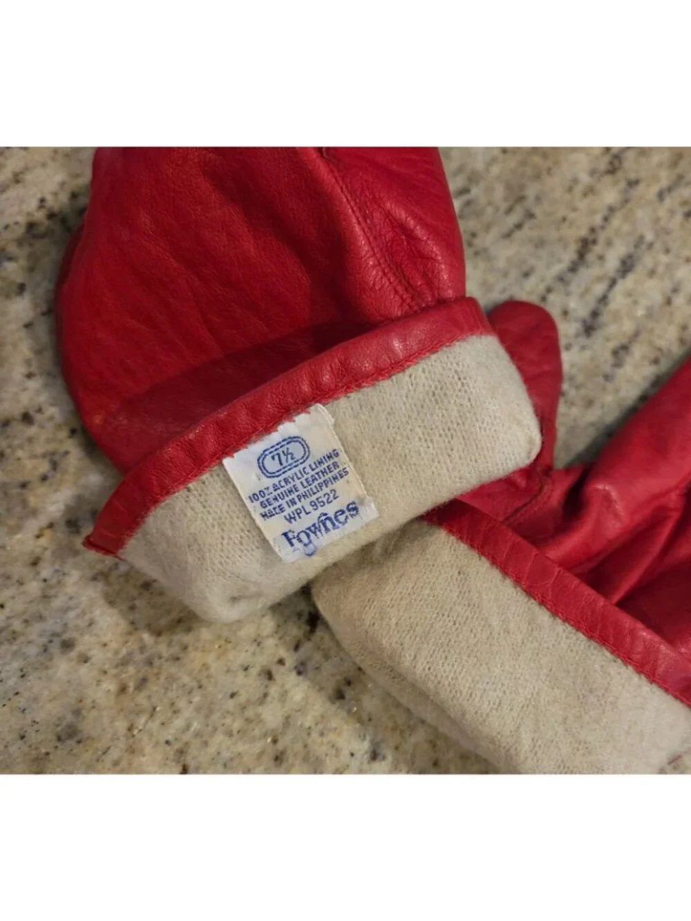 Vintage Womens Size M 7.5 Red Leather Gloves Lined Fownes